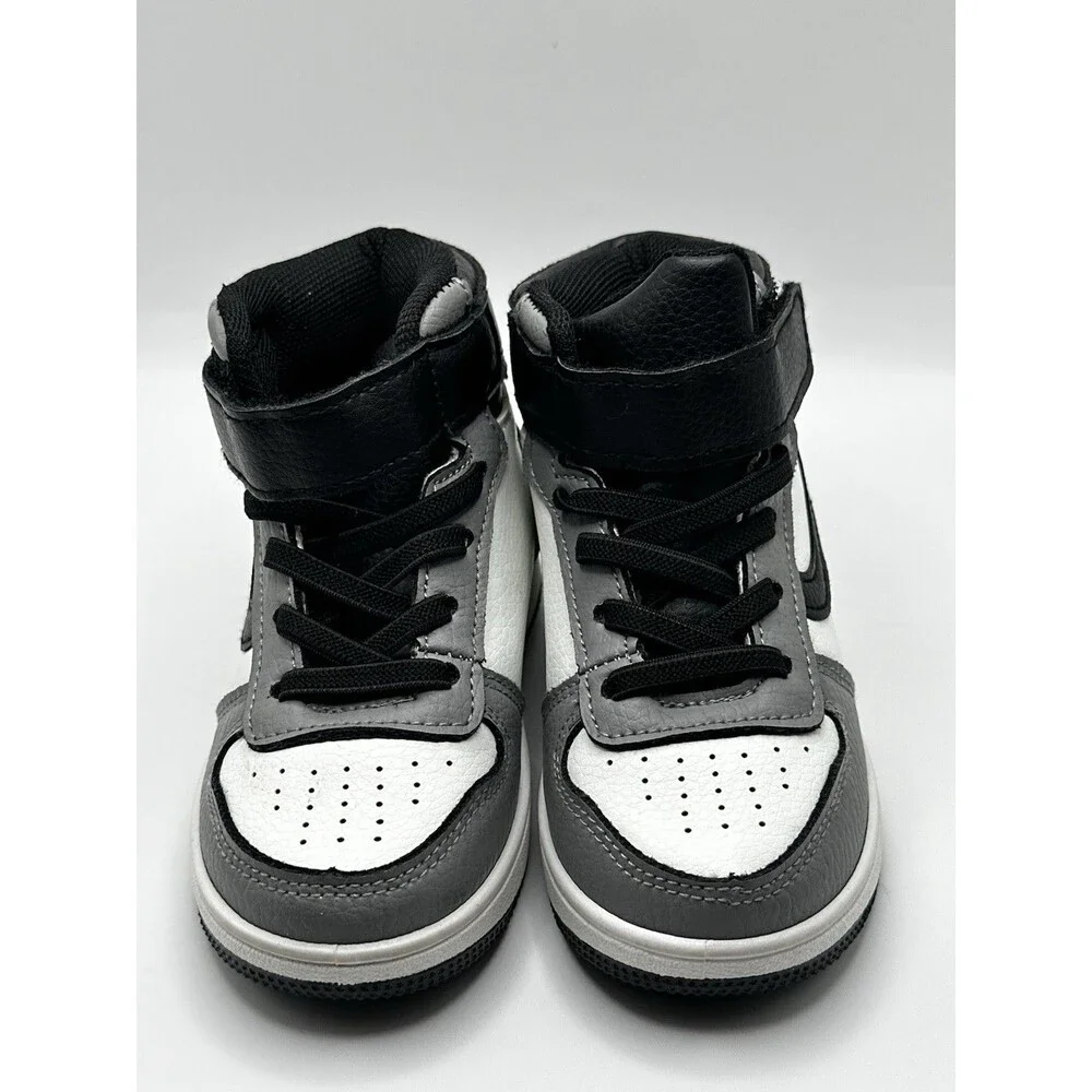 Max Casuals Toddler Kids Size 7 High Top Sneakers Black White Gray Panda